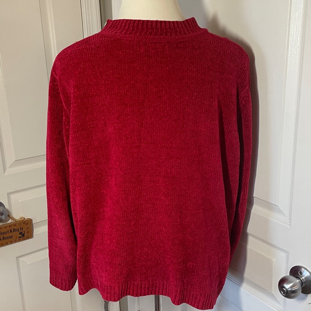 Alfred Dunner Mockneck Red Sweater Chenille Cabled Winter Holiday Christmas 3X - Picture 8 of 17